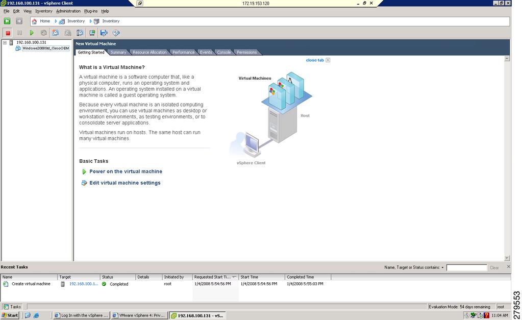 Downloading and Installing the vsphere Client Chapter 7 Step 5 From the vsphere Client main page, do one of the following: To use the existing virtual machine that is provided to you by default with