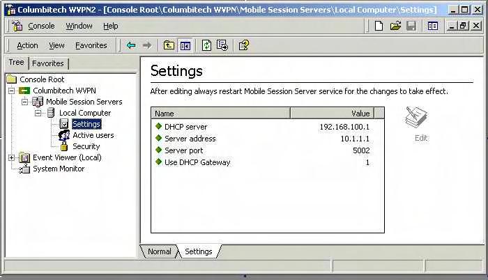 management console on a different machine for remotely managing the WVPN Server.