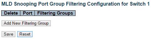 IPMC MLD Snooping Port Group Filtering 3.1.9.2.3. IPMC MLD Snooping Port Group Filtering Delete Check to delete the entry. It will be deleted during the next save.