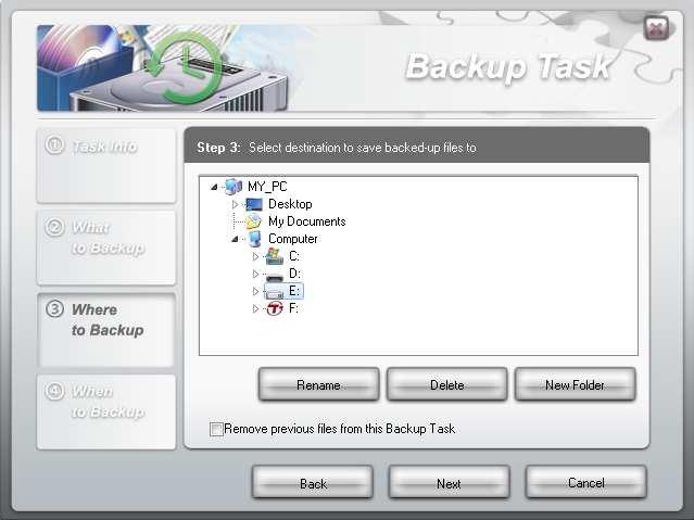 6. Select a destination folder for your backed-up files and click Next.