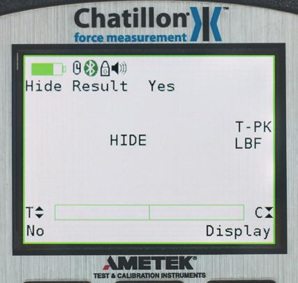 Display HIDE Option The Display HIDE option allows you to hide your measured result during testing. This feature is useful when performing blind studies.