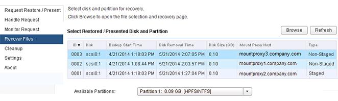 Chapter 19: Recovery Recovering files (select the Windows partition for browse) b. Click Browse. The Select Files To Recover page is displayed. Recover files from the selected disk 3.