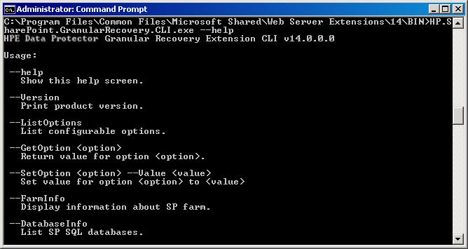Chapter 6: Command line reference Use the HP.SharePoint.GranularRecovery.CLI.