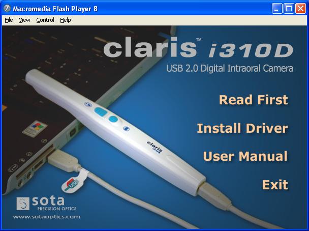 AFP Digital Installation Guide Page 26 Claris i310d Intraoral Camera Installation It is important to install the Claris i310d camera driver BEFORE plugging your Claris i310d camera into your computer.