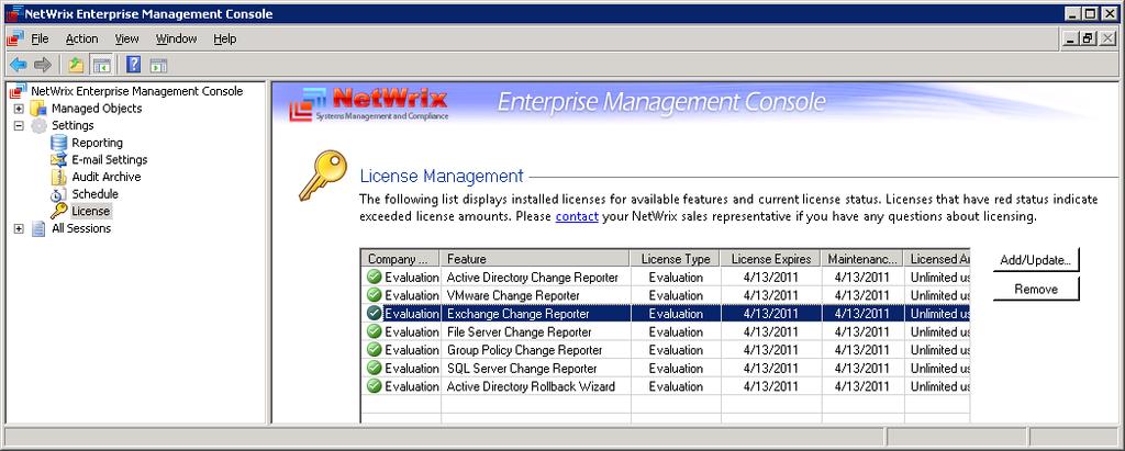 License Information To use CRVM Standard Edition and other NetWrix programs integrated in Management Console, you need to obtain and install appropriate licenses from NetWrix.