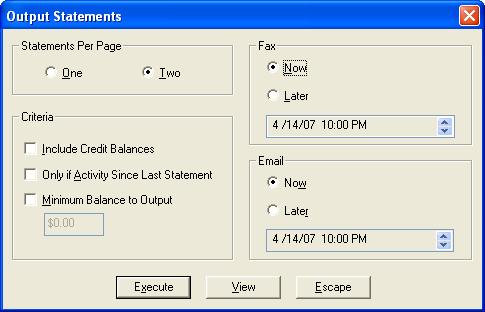 18 12 Chapter 18 Figure 18-9: Output Statements Following are the settings in the Output Statements window.