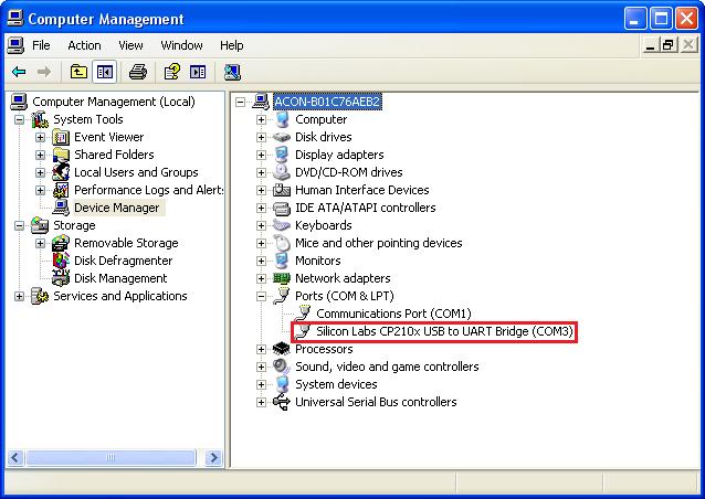 2. Check the PC s Computer Management, the USB program will appear in the device list as shown below. 3.