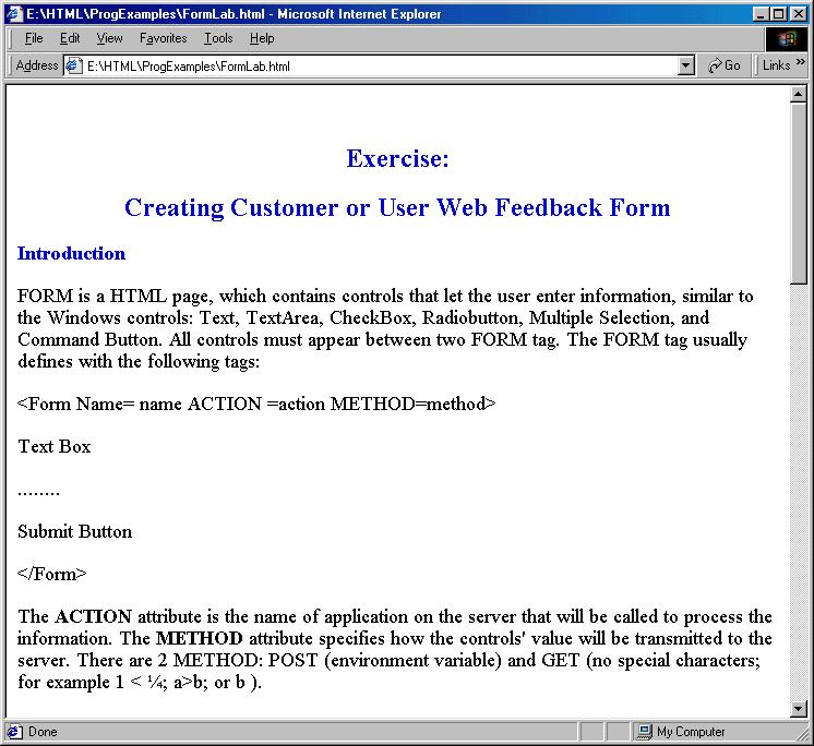 Example: The following example "FormLab.