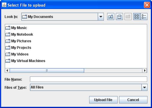 2. Click Browse; the Select File to Upload window appears. 3. Select one or more files to upload, then click Upload File; if the MTM is closed, an Upload confirmation message is displayed. 4.
