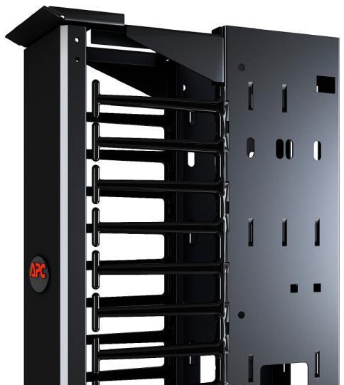 superior cable protection Cable management backplate (single-sided models) for toollessly mounting Rack PDUs and a variety of cable management accessories within the vertical cable manager Cable