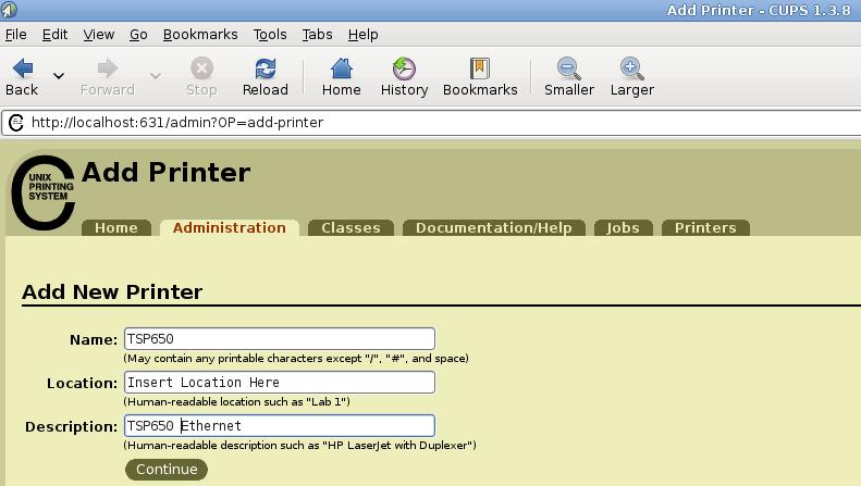 10) Access CUPS by typing in localhost:631 in the address bar on an Internet browser, and click on Add Printer.