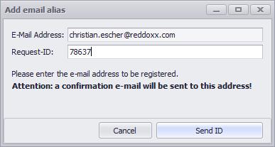 Enter the new e-mail address and click on Send Request. You will then receive an e-mail at this address.