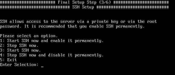 SSH allows remote console administration on port 22.