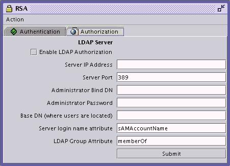 Using RSA SecurID for Authentication Attributes in your LDAP Directory on page 94 for information on looking up LDAP server settings. 8 Click Submit.