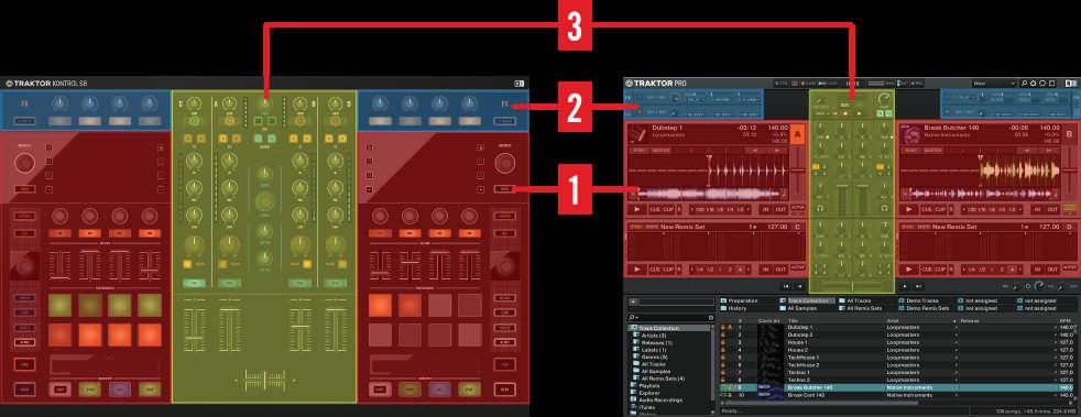 Using Your S8 Getting Started Quick Overview of TRAKTOR KONTROL S8 2.1 Quick Overview of TRAKTOR KONTROL S8 This section briefly introduces S8 s main areas.