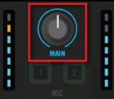 Hardware Reference The Mixer Press a MIC (1 or 2) button to activate the connected microphone. The MIC button and the assigned channel's TRAKTOR button light up bright green when enabled.