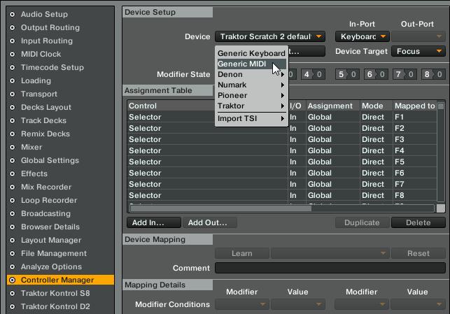 Preferences Pane in TRAKTOR Enable MIDI Controls 2. Click the Add.