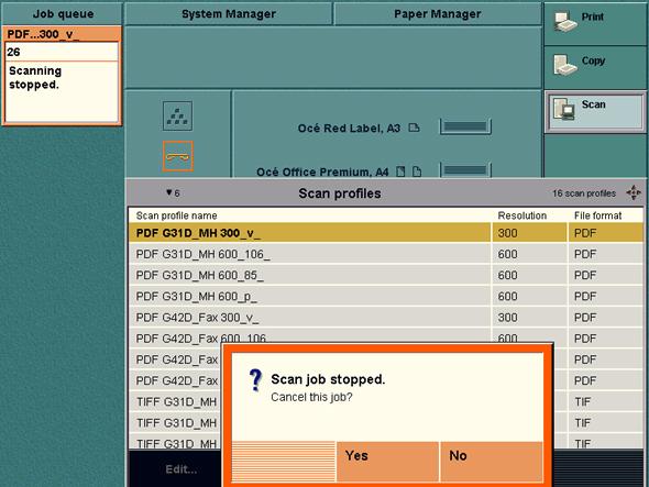 Stop Scanning Introduction Task for operators You can stop a scan job with the Correction key on the operator panel.