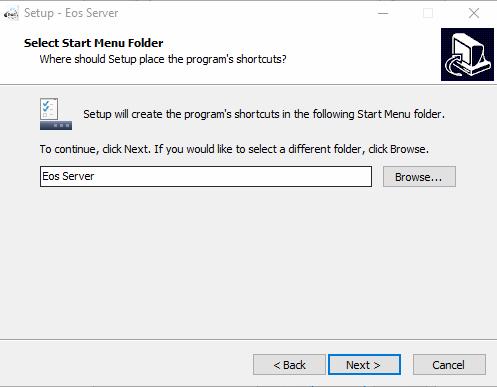 Select a Start Menu folder (or leave