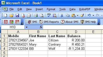 Sending Messages from Microsoft Excel Sending personalised messages - one to each recipient It is very easy to construct personalised messages.