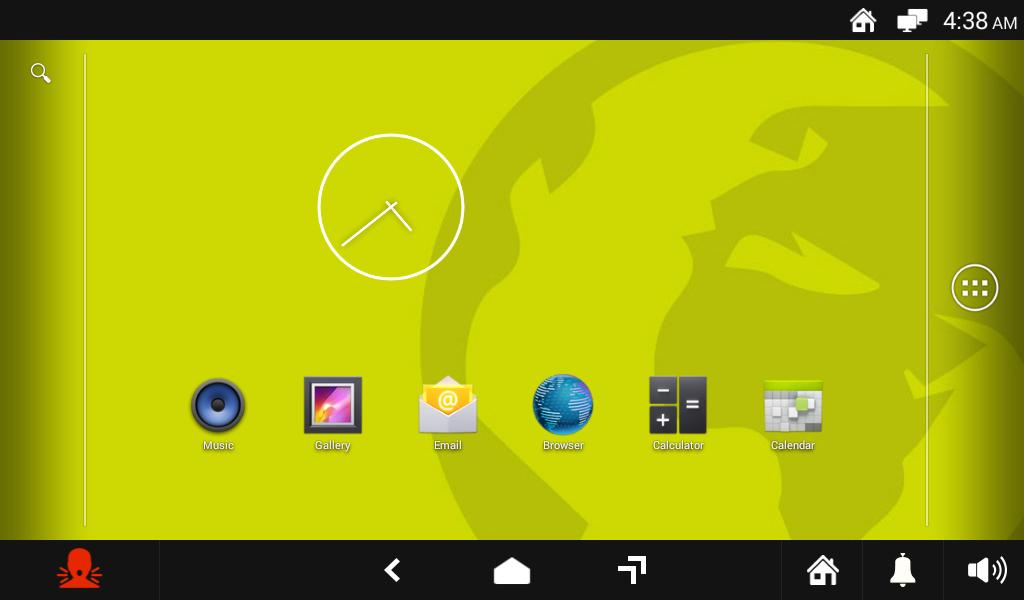 Tap the icon. The Android home page will open. Via the button you can access all the preloaded Apps and Widgets.
