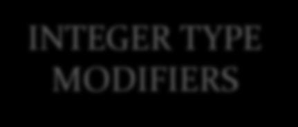 INTEGER TYPE MODIFIERS DATA TYPE MODIFIERS CHARACTER TYPE MODIFIERS