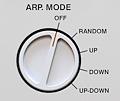 Arpeggiator Usage Arpeggiator run-time modes With the Arp.Mode switch the user can choose from one of 5 run-time Modes: 6 Arp. mode dial Off Arpeggiator is off.