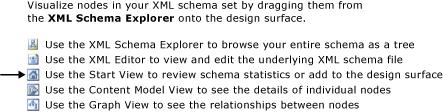 If the schema set has errors, the following text is displayed at the end of the list: "Use the Error List to view and fix the errors in the set.