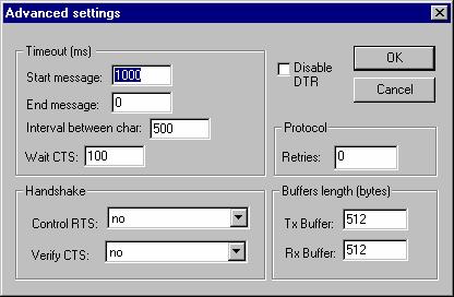 Click the Advanced button on the Communication Parameters dialog box
