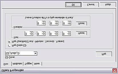 Chapter 9 Effect Types 63 CD Track The CD Track effect gives you the ability to playback whole audio CDs, single tracks, or portions of tracks from an audio CD located in your CD-ROM drive.