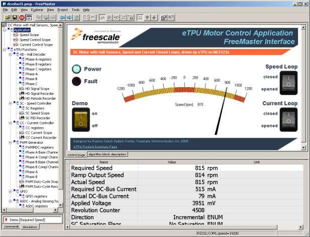 FreeMASTER Run-Time Debugging Tool Application control 43 and monitor Live graphs, variable watches, and graphical control page Interfaces with Excel