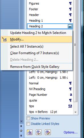Modify Style New Style Manage Styles > Organizer Figure 2: Modifying/managing styles Learn to use heading (and other)