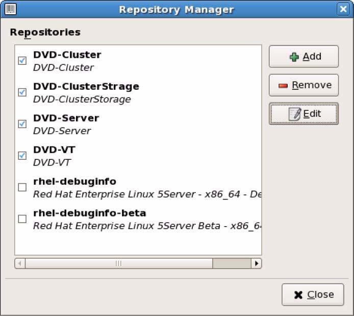 OFED Installation by means of SVIM Linux Installation Figure 12: Repository Manager 9. Close the Repository Manager and the Package Manager. 10.Run the terminal and execute the following command.