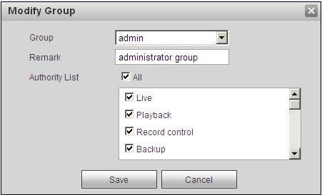 Figure 5-107 Modify group Click the modify group button, you can see an interface is shown as in Figure