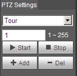 Figure 3-6 Steps to tour are: Step 1. In tour box, input tour path value. Step 2. Click on Add. Range of tour relates to PTZ protocol. Step 3. In preset box, input preset value. Step 4.