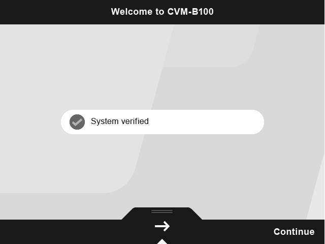 When the checking process has finished, the welcome screen is displayed (Figure 12) until the key is pressed to continue with the