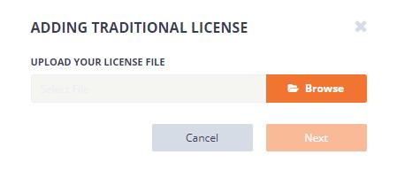 2. Upload the required license file XXX.lic Using Trial License 1.