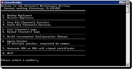 Upgrade Pre-Installation Steps Upgrade Prerequisites 25 3. Using Option 1 in the Clearwell Utility on the Appliance desktop, perform a Full Node Backup.
