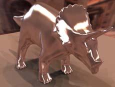 This is more apparent with the specular (shininess 500) triceratops.