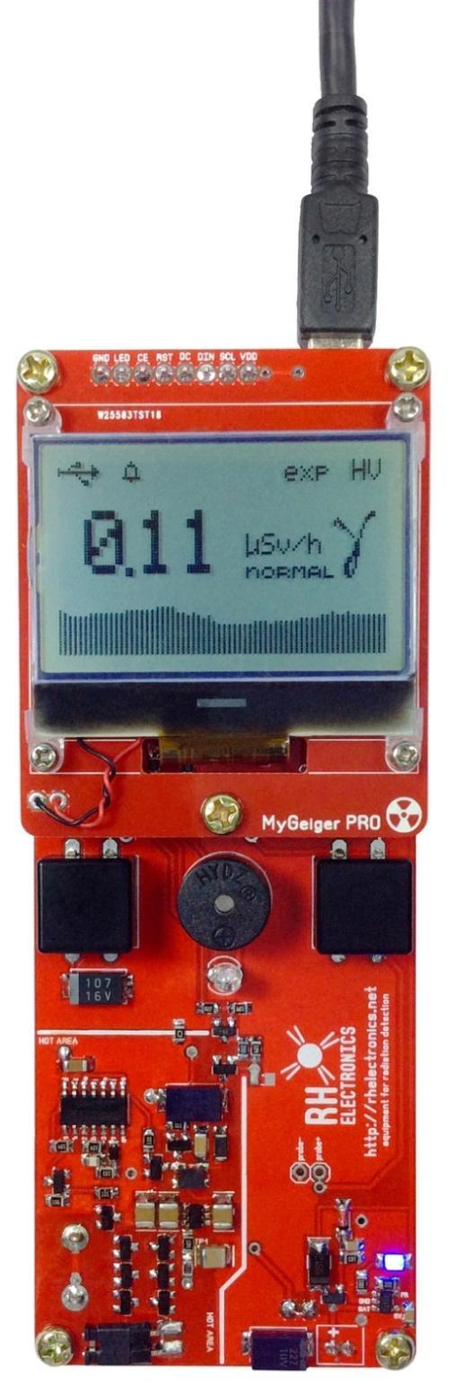 USB logging: The dosimeter has an FTDI USB virtual COM port. USB drivers install automatically when the device is connected to a computer.