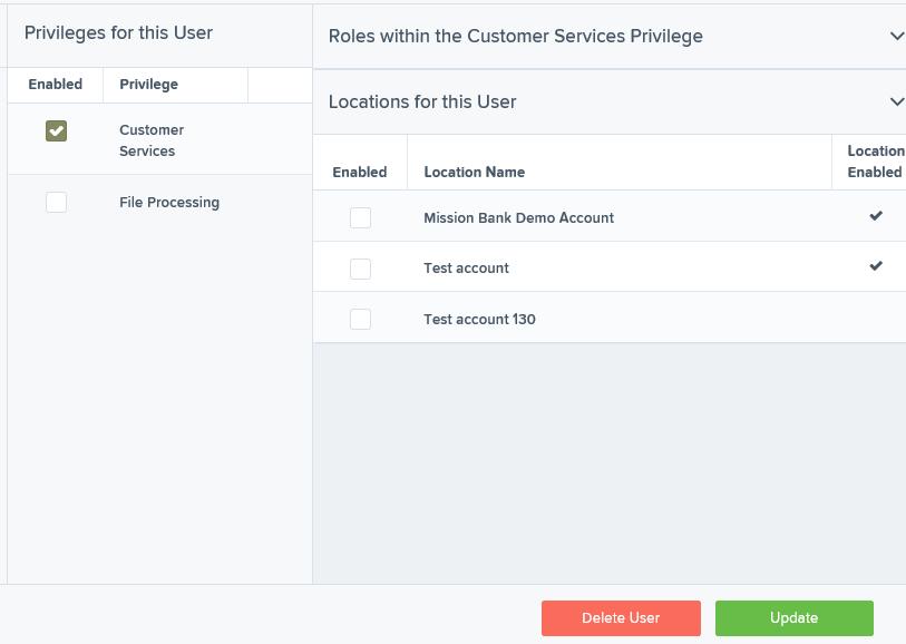 Click on the arrow next to Roles within the Customer Services Privilege to expand the selection and you can entitle the user based on their job function.