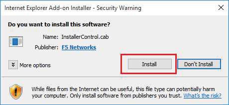 Windows10 with IE11 A security warning will appear.