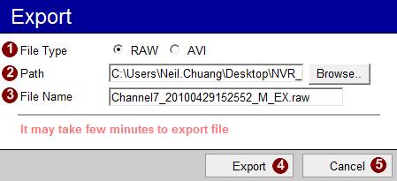 Export Active Player - Export Select a video window with a clip already playing, then click on the Export button in the main screen to export video. You may specify the following info: 1.