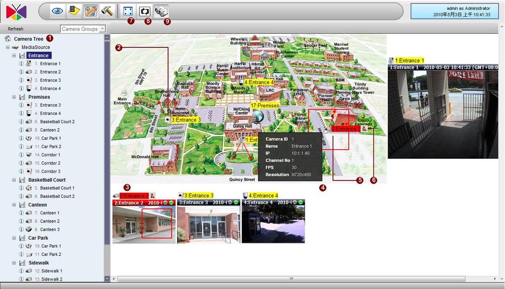 Active Map Active Map viewer shows live video overlaid upon area maps. It can help you get a much better visualization of your surveillance system.