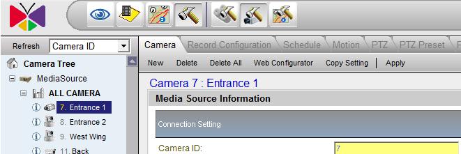 Add or configure cameras via Copy setting A third way is to utilize the Copy Setting function to add device to the NVR. 1. Go to Active Setup Camera Setup Camera.