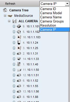 Note that there is an icon to the left of each camera in the list.