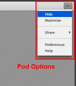 Sharing Options (Screen, Document, etc.) Share pods give you the ability to share documents, such as presentations or you also have the option to share the screen of your computer.