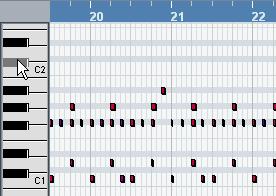 Zoom in on the bar 1 and delete all the hit-hat notes with the Erase tool of the Key Editor so that you only hear 1/4 notes.