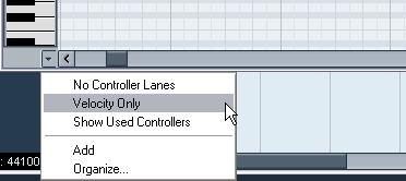 USO RESTRITO The Controller lane The Controller Lane allows us to add in or modify MIDI data such as velocity and controller information.