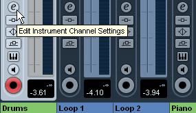 1. Solo the Drums track and click the Edit Instrument Channel Settings button. 4. Click and move the EQ point up, down, right or left.